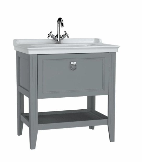 Vitra Valarte Lavabo Dolabı 80 cm Lavabolu Mat Gri Çekmeceli-62181